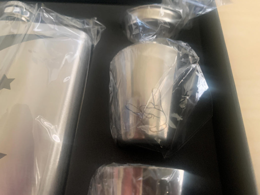 Crescent Moon Flask Gift Set, 7oz Flask, Shot Glasses