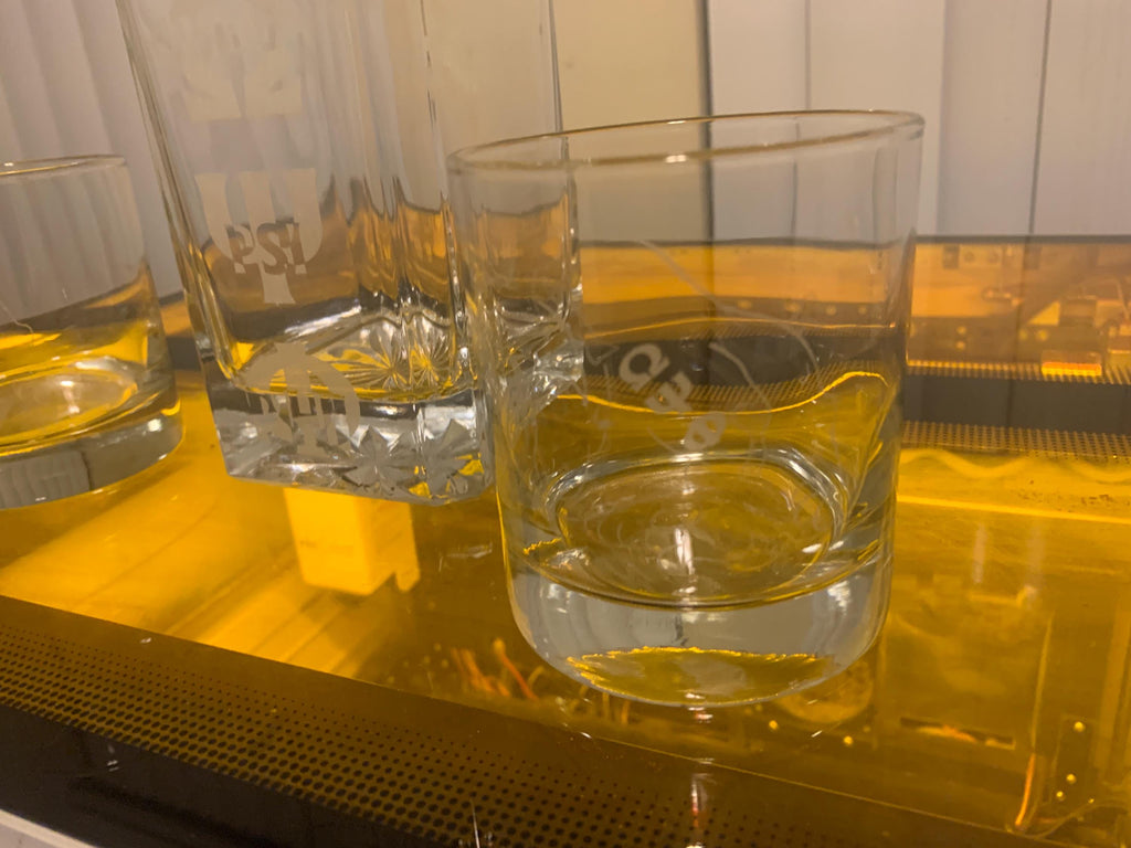 Omega Whisky Decantor And 2 Whisky Glasses