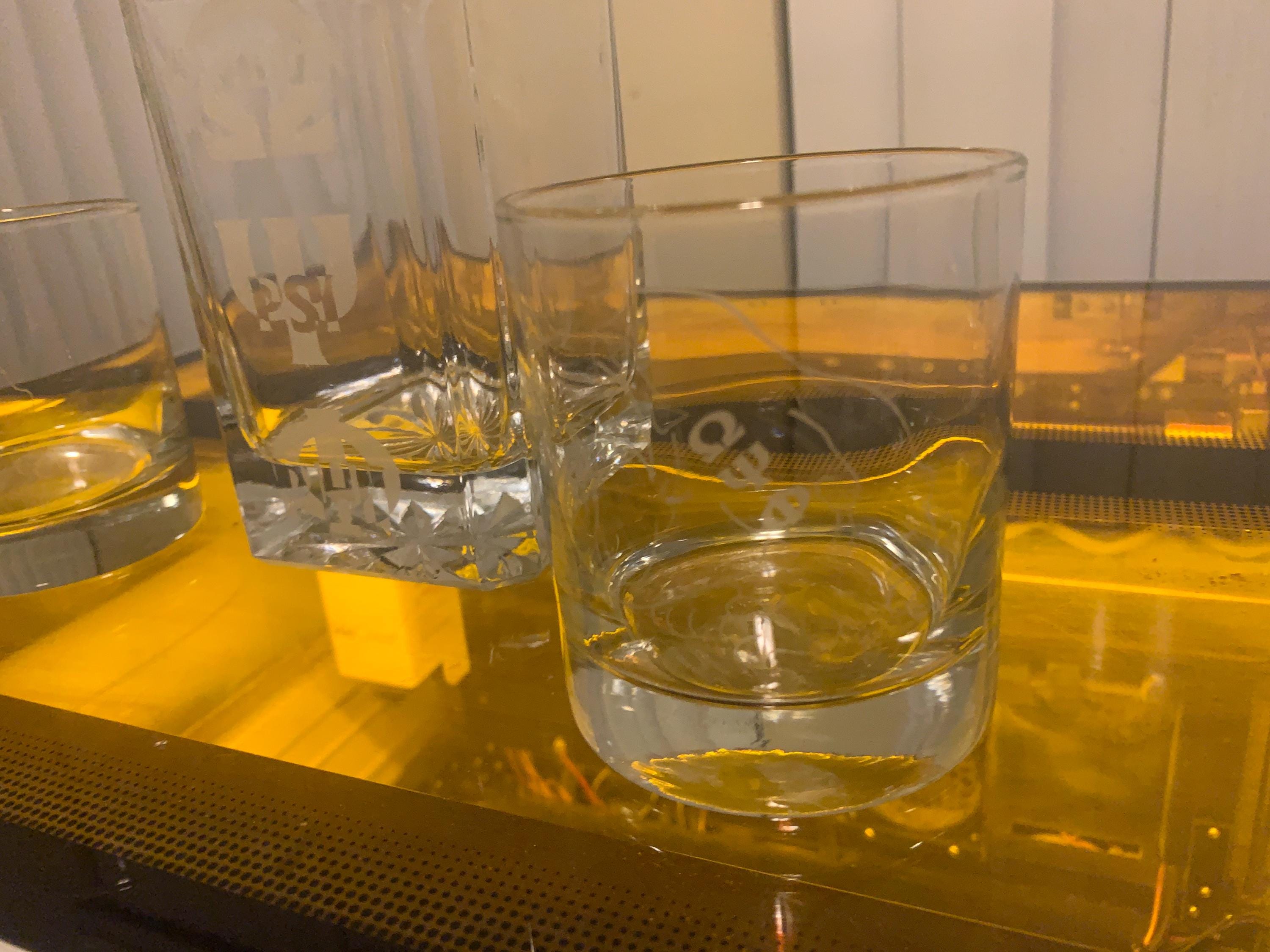 Omega Whisky Decantor And 2 Whisky Glasses