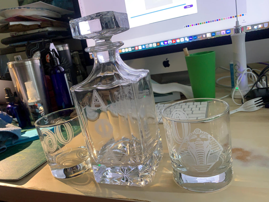 Alpha Whisky Decanter and 2 Whisky Glasses