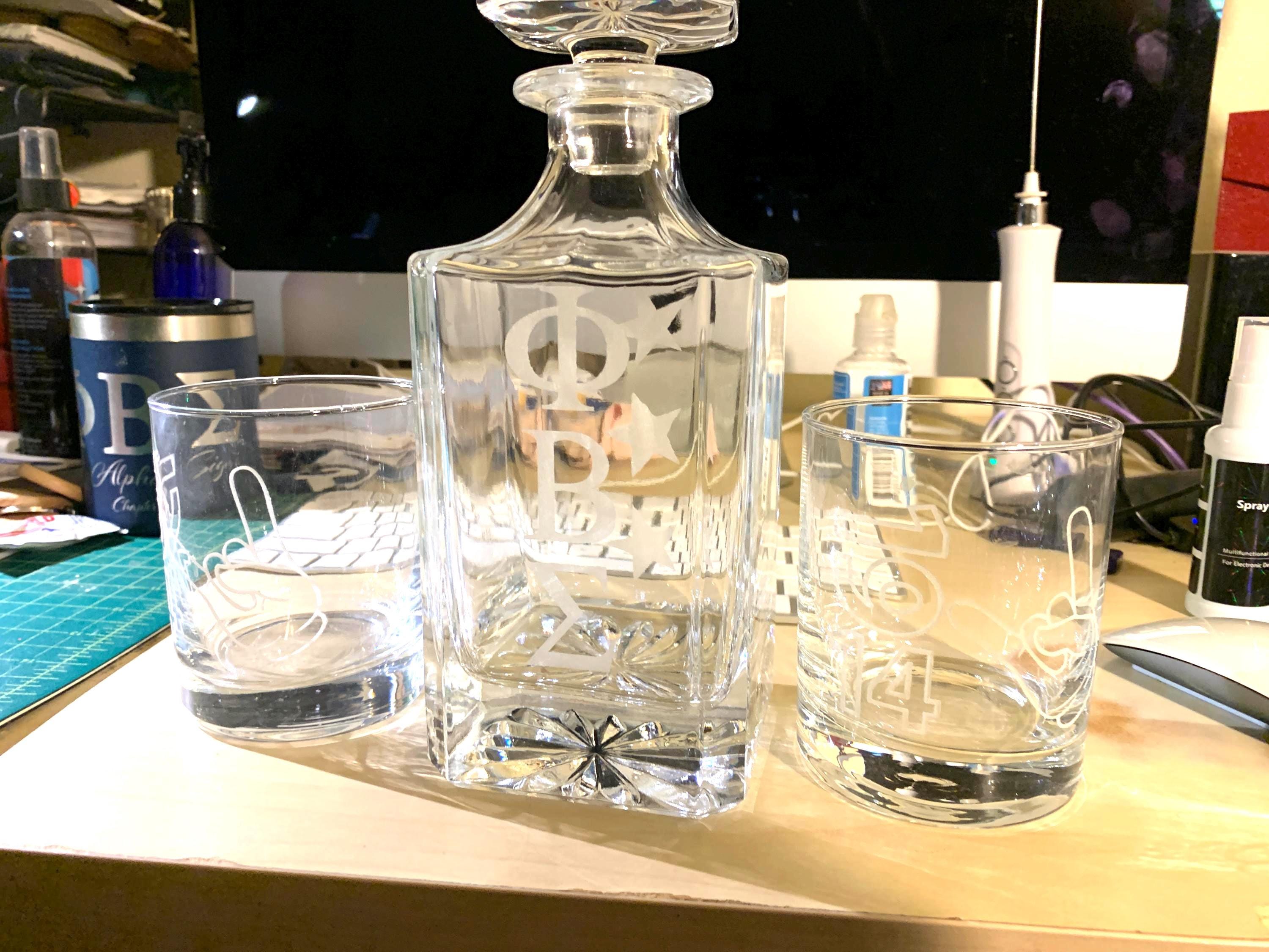PBS Whisky Decantor And 2 Whisky Glasses