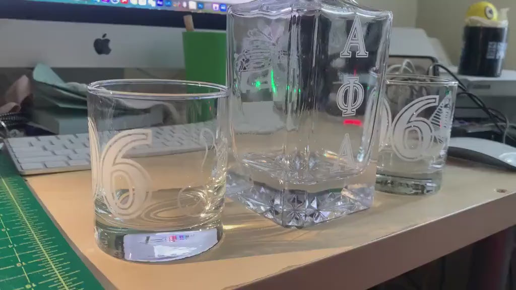 Alpha Whisky Decanter and 2 Whisky Glasses